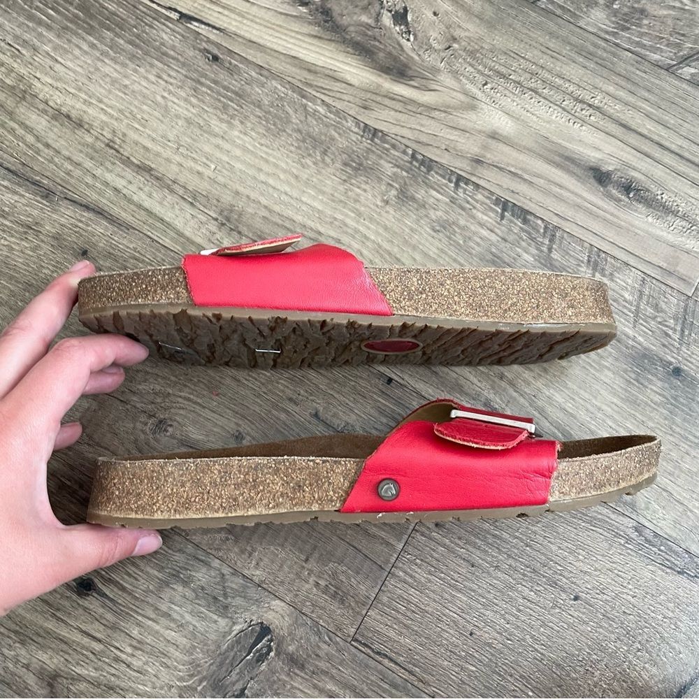 HAFLINGER Gina Red Leather Buckle Slide Slip On Sandals - Picture 10 of 11